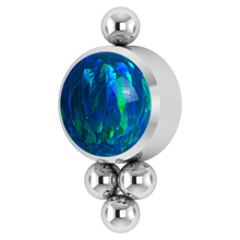 Load image into Gallery viewer, A titanium ornate internally threaded attachment with a black opal