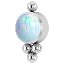 Load image into Gallery viewer, A titanium ornate internally threaded attachment with a white opal