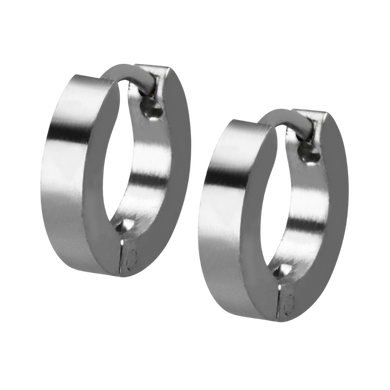 Pair of huggies with flat edges, 7mm diameter and 2mm thick, 0.8mm piece in ear 