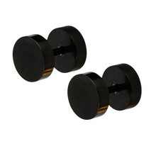 Load image into Gallery viewer, Pair of black PVD fake plugs with 6mm discs
