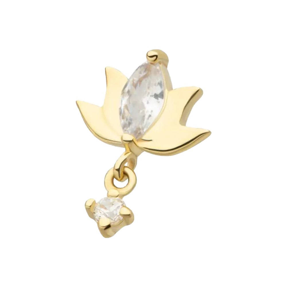 INVICTUS 14KT Marquise Lotus Flower with Dangle Cubic Zirconia Threadless Attachment