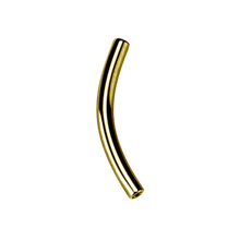 Load image into Gallery viewer, gold titanium internally threaded curved microbar pin made for two 0.8mm threaded attachments to screw on either side
