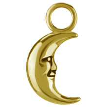 Load image into Gallery viewer, Nickel-free cobalt-chrome charm crescent moon with face 
