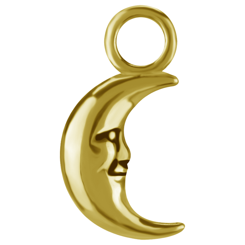 Nickel-free cobalt-chrome charm crescent moon with face 