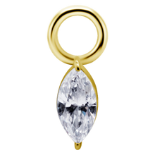 Load image into Gallery viewer, 18k PVD cobalt-chrome nickel-free 5mm marquise premium zirconia charm 
