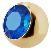 Load image into Gallery viewer, 24k gold pvd Steel ball with external threading and cubic zirconia
