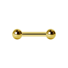 Load image into Gallery viewer, 24k PVD surgical Steel 316L micro (1.2mm) barbell with two 3mm balls on either end 
