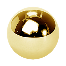 Load image into Gallery viewer, 24k PVD surgical steel 316L externally threaded plain ball for 1.6mm barbells or labrets. 6mm wide
