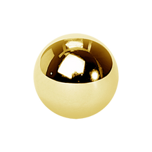 Load image into Gallery viewer, A plain 24k gold PVD surgical steel 316L externally threaded ball made to fit 1.2mm microbars or labrets. 2mm wide
