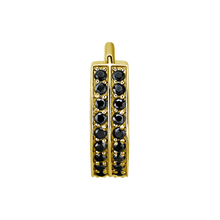 Load image into Gallery viewer, 24k gold PVD surgical steel hinged ring with two rows of paved black premium zirconia stones

