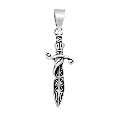 925 sterling silver oxidized sword pendant charm