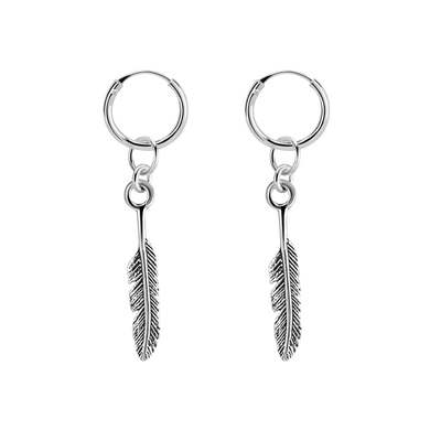 925 sterling silver sleeper earrings with a feather charm 