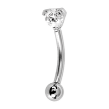 Load image into Gallery viewer, Curved Micro Barbell with Prong Set Cubic Zirconia
