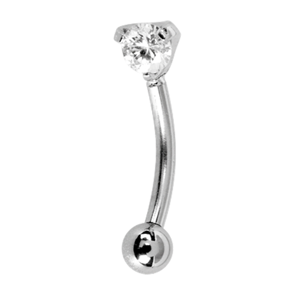 Curved Micro Barbell with Prong Set Cubic Zirconia