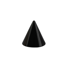 Load image into Gallery viewer, Black PVD surgical steel 316L plain threaded micro spike made for 1.2mm microbars or labrets. 2.5mm wide and 3mm tall
