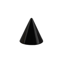 Load image into Gallery viewer, Black PVD surgical steel 316L plain threaded micro spike made for 1.2mm microbars or labrets. 3mm wide and 3mm tall
