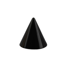 Load image into Gallery viewer, Black PVD surgical steel 316L plain threaded micro spike made for 1.2mm microbars or labrets. 3mm wide and 4mm tall
