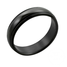 Load image into Gallery viewer, Black ring with two grooved edges on transparent background
