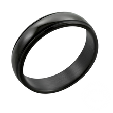 Load image into Gallery viewer, Black ring with two grooved edges on transparent background
