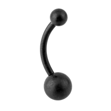 Load image into Gallery viewer, Black steel navel barbell with small balls

