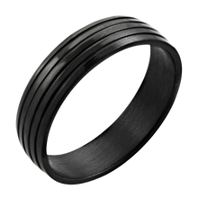 Load image into Gallery viewer, Black steel comfort band with four grooves 
