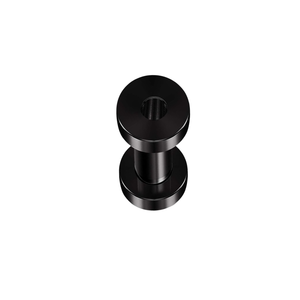 Black steel threaded tunnel for stretched earlobes