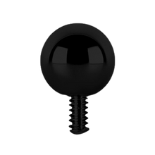 Load image into Gallery viewer, Black Titanium internally threaded ball attachment made for internally threaded posts with a 0.8mm fitting
