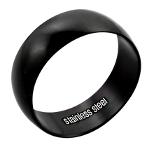 Load image into Gallery viewer, Wide comfort black finger ring on transparent background
