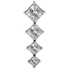 Load image into Gallery viewer, Cobalt-chrome nickel free internally threaded attachment with white square premium zirconias graduating in size

