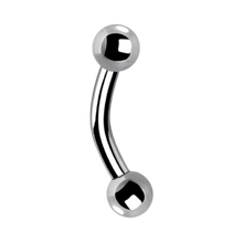 Load image into Gallery viewer, Cobalt-chrome nickel-free internally threaded curved microbar with 3mm balls
