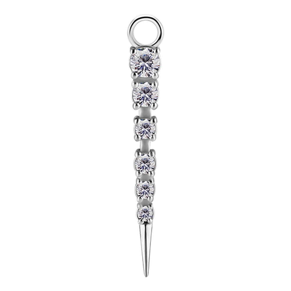 Nickel-free cobalt-chrome charm paved with white premium zirconia stones