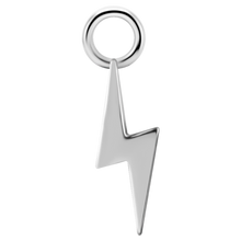 Load image into Gallery viewer, Nickel-free cobalt-chrome plain lightning bolt charm for sleepers, hinged rings, chains &amp; more. 
