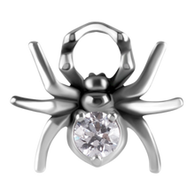 Load image into Gallery viewer, Nickel-free cobalt-chrome spider charm with a white premium zirconia stone.
