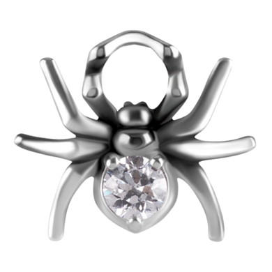 Nickel-free cobalt-chrome spider charm with a white premium zirconia stone.