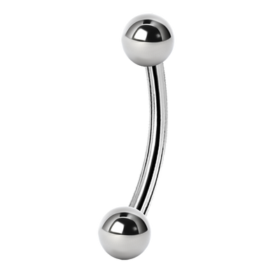 A curved micro barbell with a ball on each end