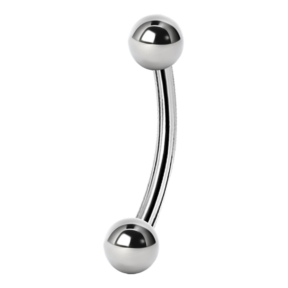A curved micro barbell with a ball on each end