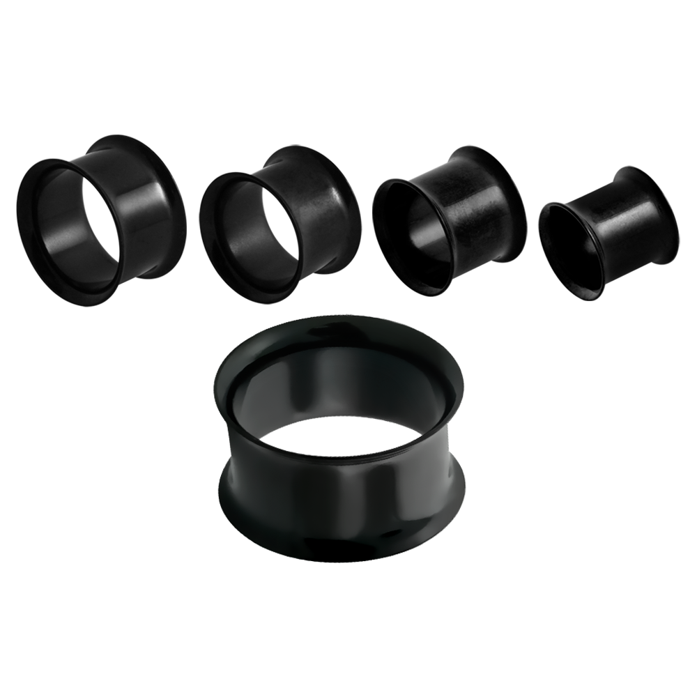 Black Steel Double Flare Flesh Tunnel