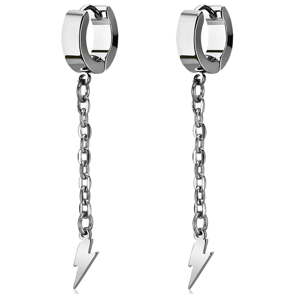 Dangly Lightning Bolt Chain Huggies
