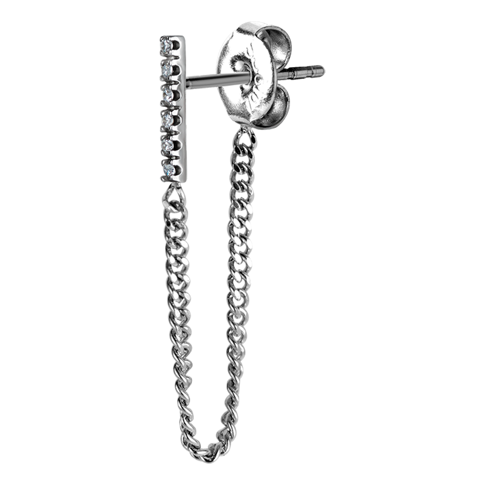 6 Stone Bar Ear Studs with Chain Jacket