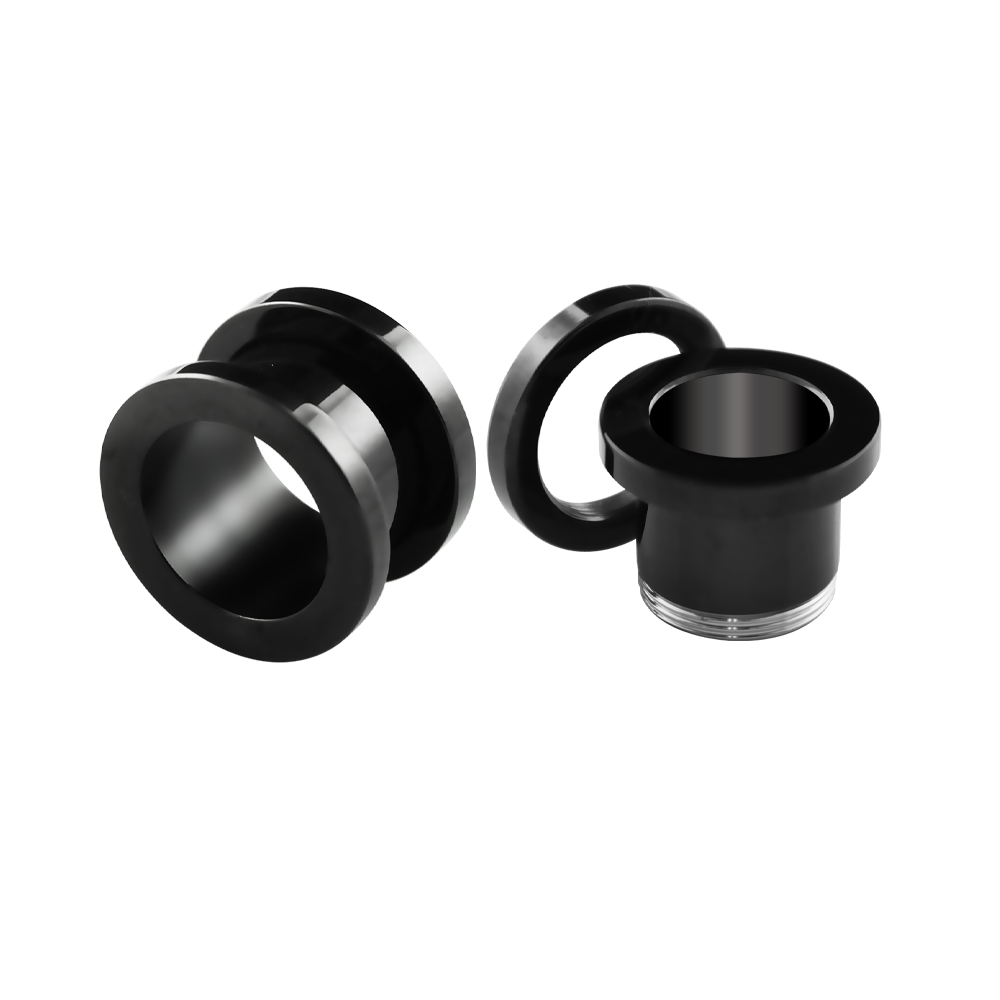 Black Steel Threaded Flesh Tunnel