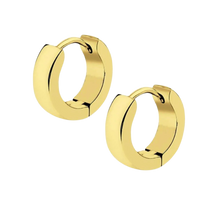 Load image into Gallery viewer, Gold steel huggie earrings 
