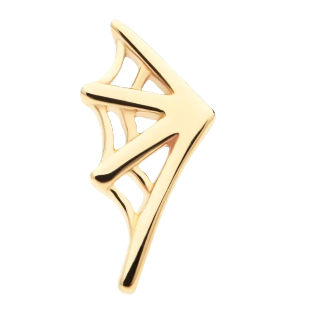 14kt gold spiderweb threadless attachment made for the left ear