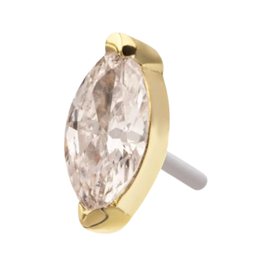 INVICTUS 14Kt Yellow Gold 2-Prong Marquise Lab-Grown Diamond Threadless Attachment