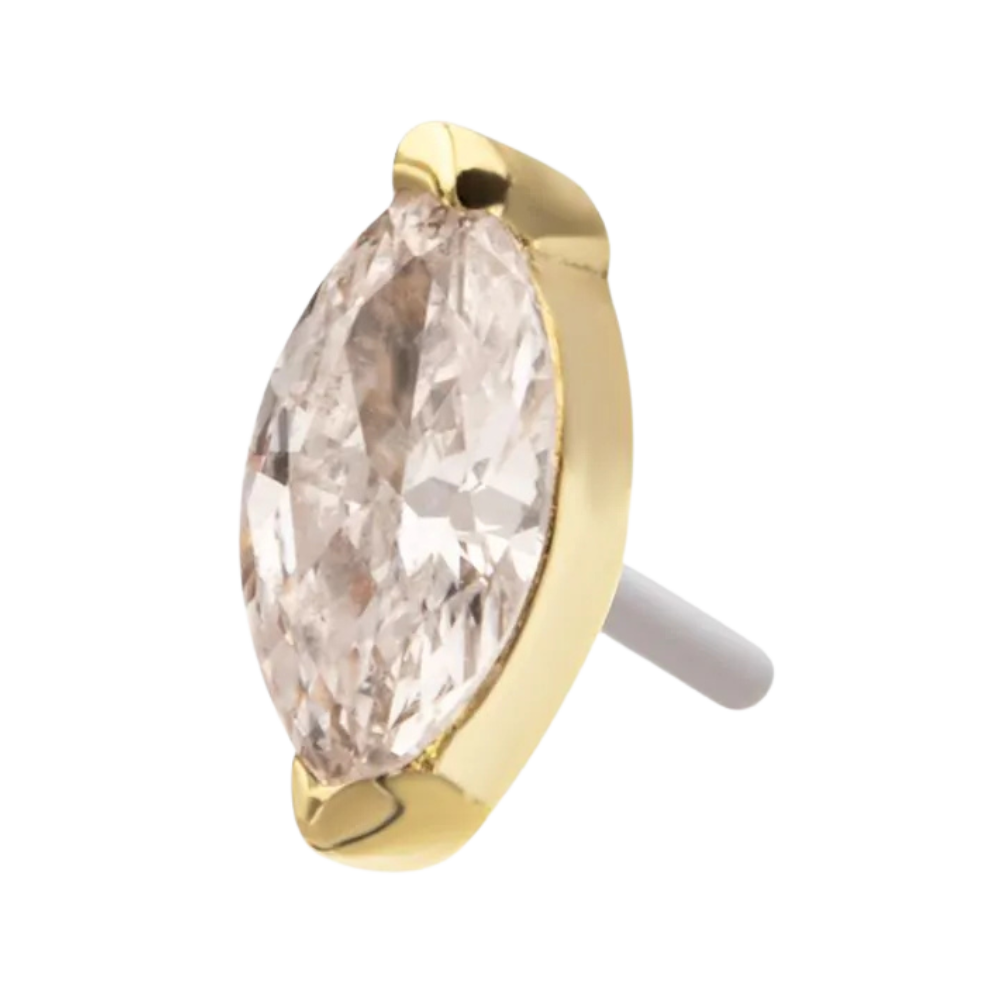 INVICTUS 14Kt Yellow Gold 2-Prong Marquise Lab-Grown Diamond Threadless Attachment