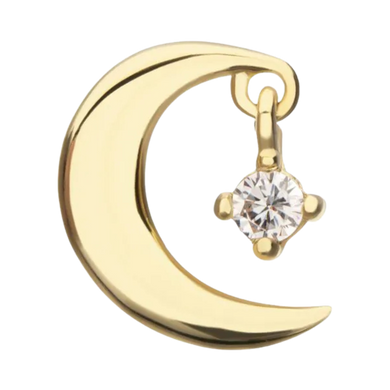 INVICTUS 14Kt Yellow Gold Crescent Moon with Prong Set Lab-Grown Diamond Dangle Threadless Attachment