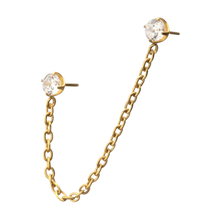 Load image into Gallery viewer, INVICTUS 24k Titanium Double Prong Set Gem with Rolo Chain Dangle Threadless Attachment
