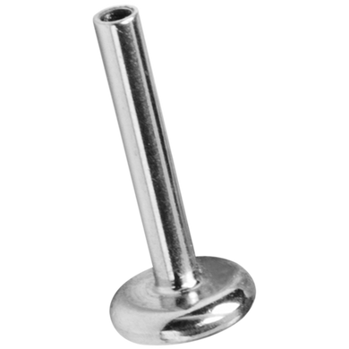 A titanium threadless labret with a flat base and a cylindrical post for threadless jewellery tops
