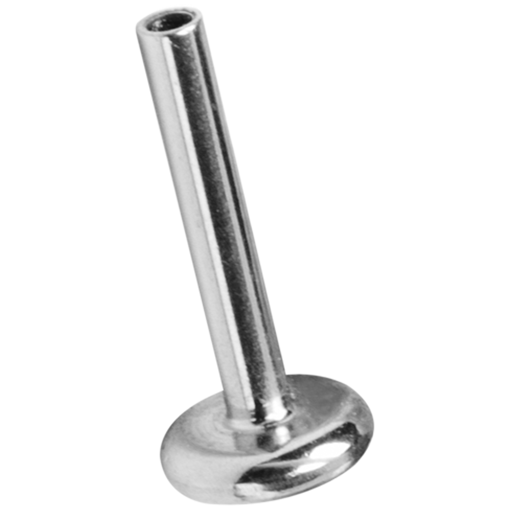 A titanium threadless labret with a flat base and a cylindrical post for threadless jewellery tops