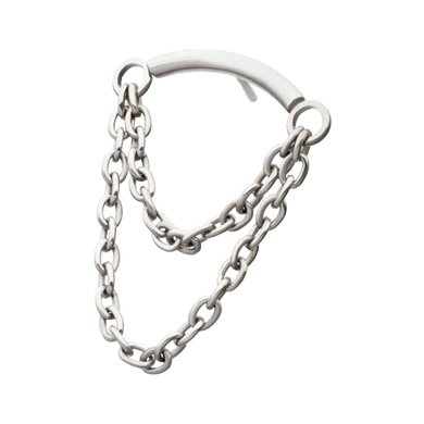 curved bar titanium threadless attachment with double connected chains 