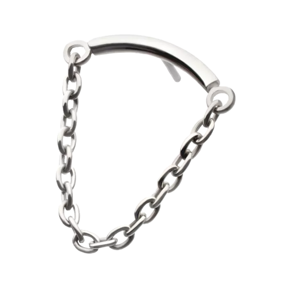 Titanium curved bar with chain threadless attachment 